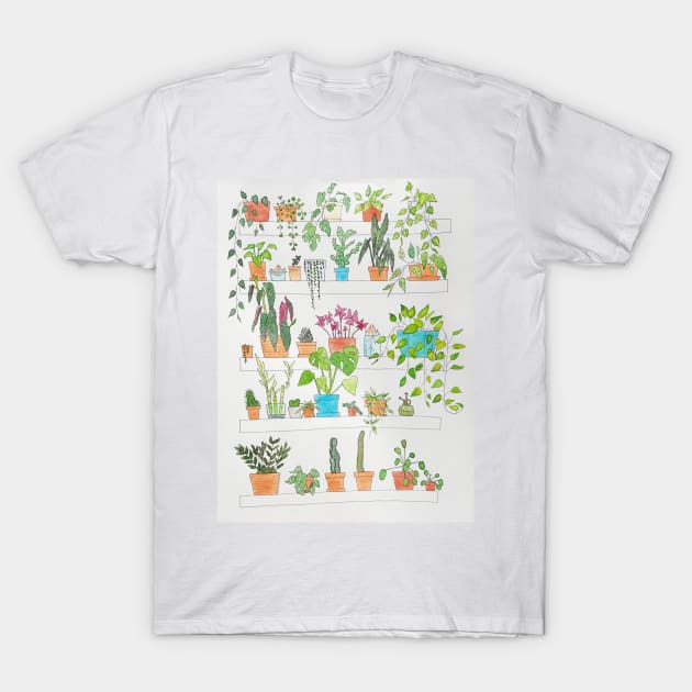 Colorful Houseplant Shelf T-Shirt by ally1021